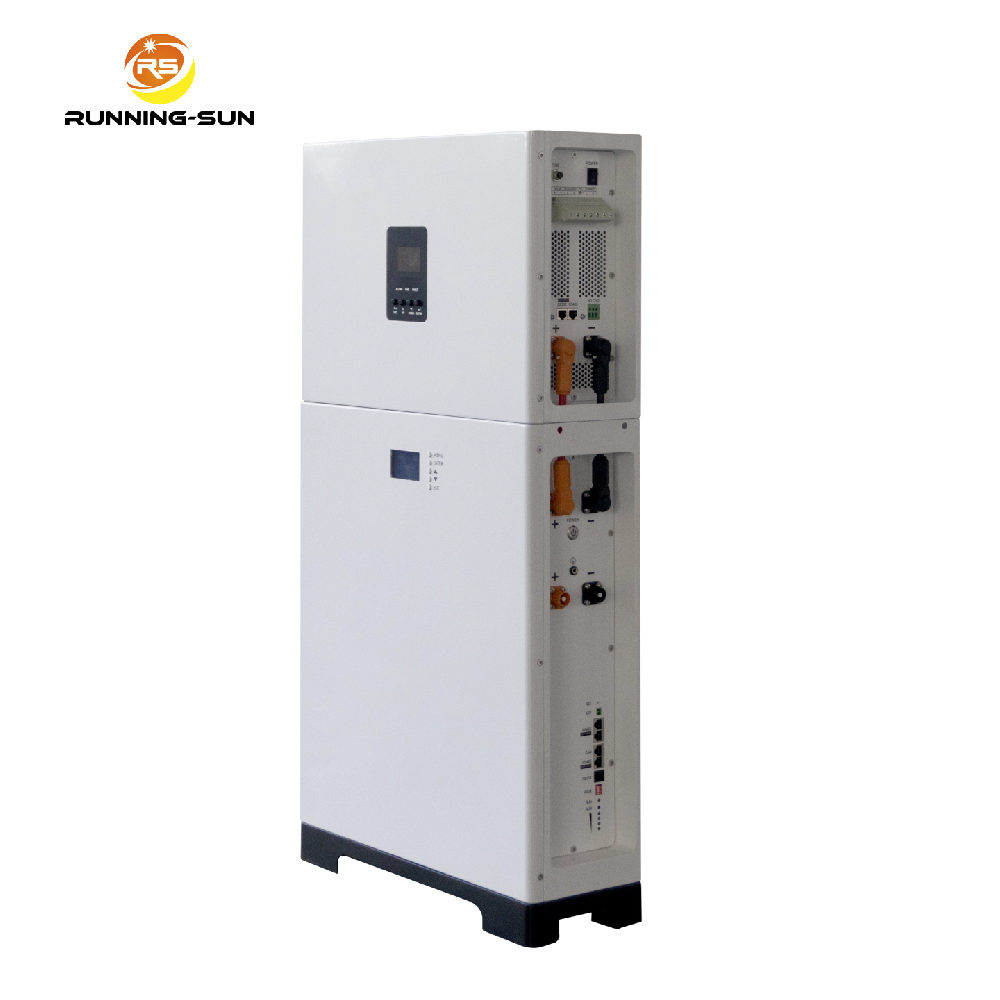 Sistema de almacenamiento de energía vertical todo en uno de 5 kWh y 10 kWh, inversor de 5 kW y 6 kW, paquete de baterías solares de iones de litio LiFePO4 para uso doméstico o comercial